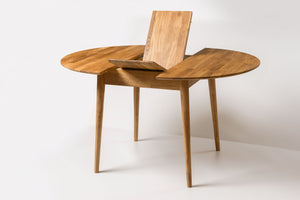 NordicStory Mesa de comedor redonda y extensible de madera maciza de roble