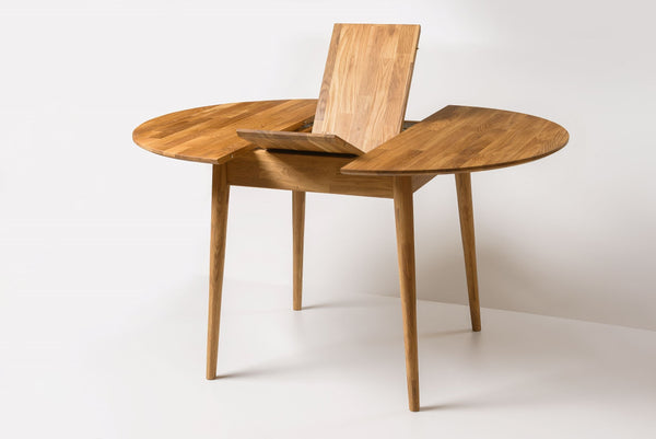 NordicStory Mesa de comedor redonda y extensible de madera maciza de roble