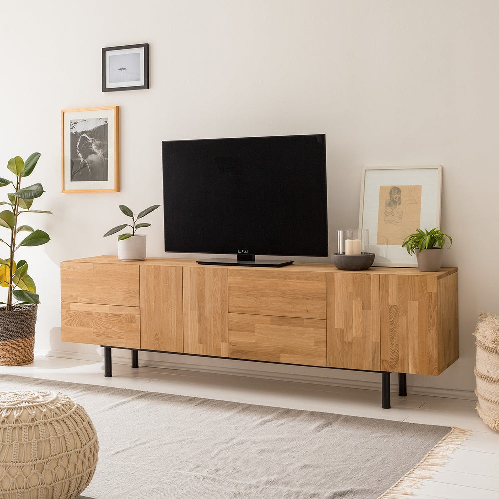 NordicStory Mueble de TV de madera maciza de roble