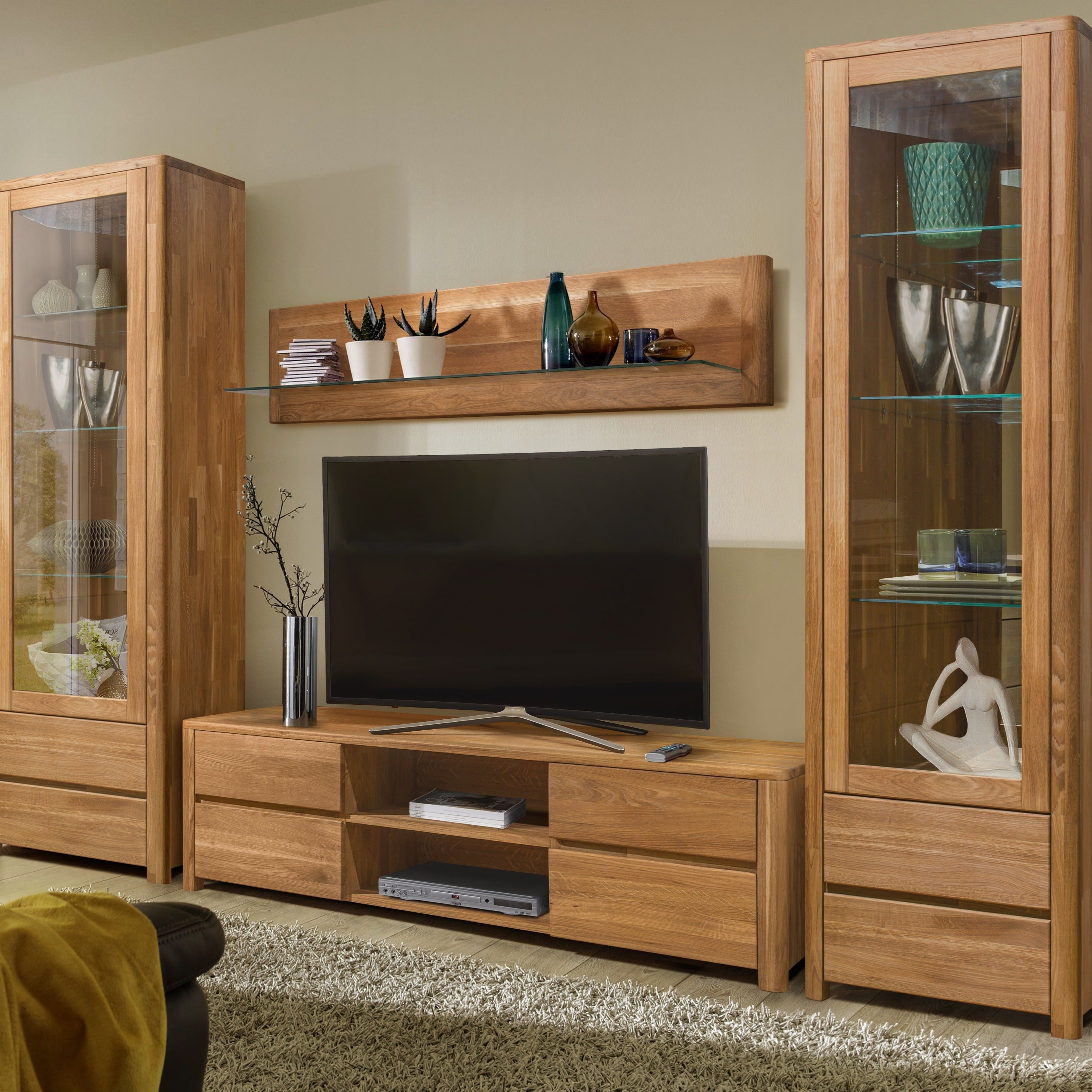 NordicStory Mueble de TV de madera maciza de roble