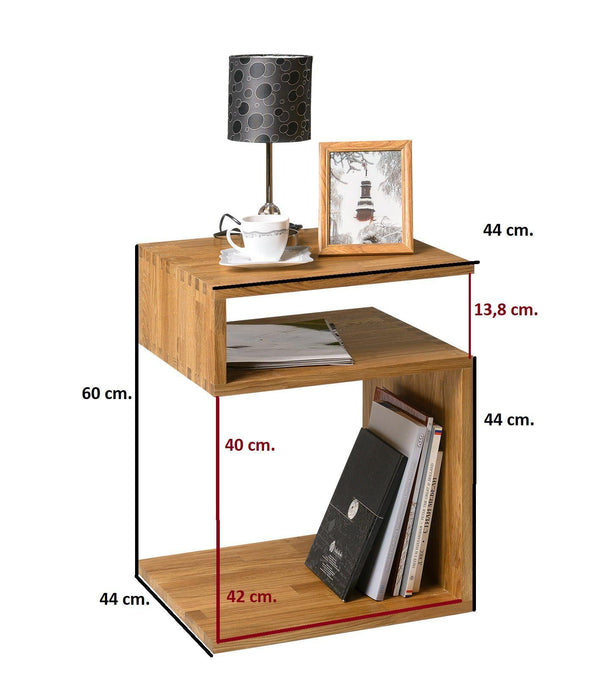 NordicStory Mesa auxiliar de madera maciza de roble