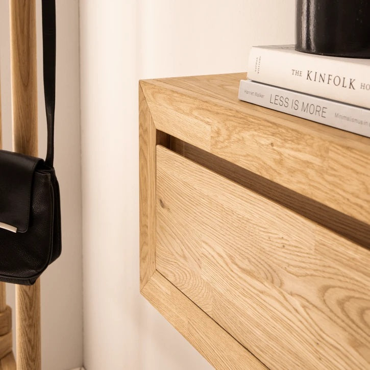 NordicStory consola aparador flotante de madera maciza de roble 