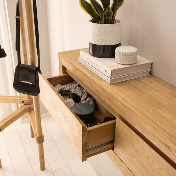 NordicStory consola aparador flotante de madera maciza de roble 