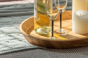 NordicStory Bandeja decorativa redonda de madera maciza roble Info Draft