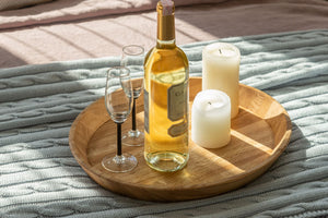 NordicStory Bandeja decorativa redonda de madera maciza roble Info Draft