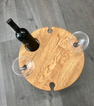 NordicStory Mini mesa de vino plegable de madera maciza roble