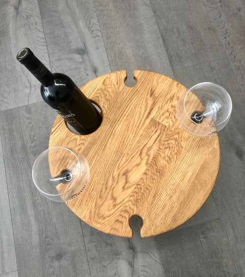 NordicStory Mini mesa de vino plegable de madera maciza roble