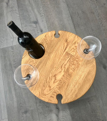 NordicStory Mini table à vin pliante en bois de chêne massif