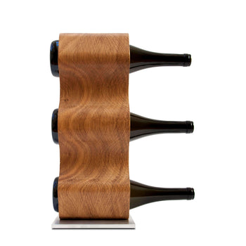 NordicStory Support à vin en chêne fait main SLIM, support à vin pour 3 bouteilles