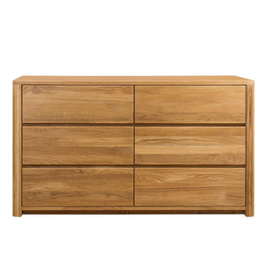 NordicStory Aparador Cómoda Elsa 6 Cajones Madera Maciza Roble Escandinavo 