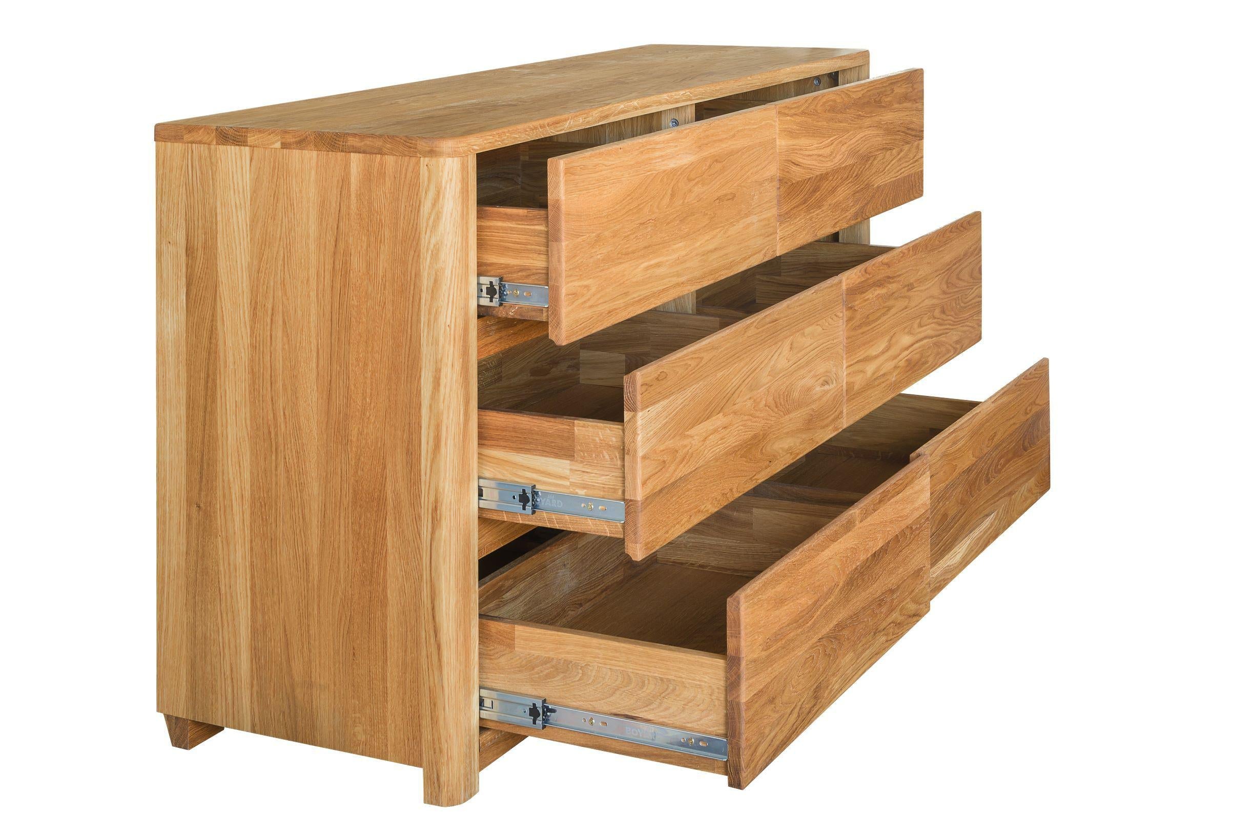 NordicStory Aparador Cómoda Elsa 6 Cajones Madera Maciza Roble Escandinavo 