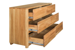 NordicStory Aparador Cómoda Elsa 6 Cajones Madera Maciza Roble Escandinavo 