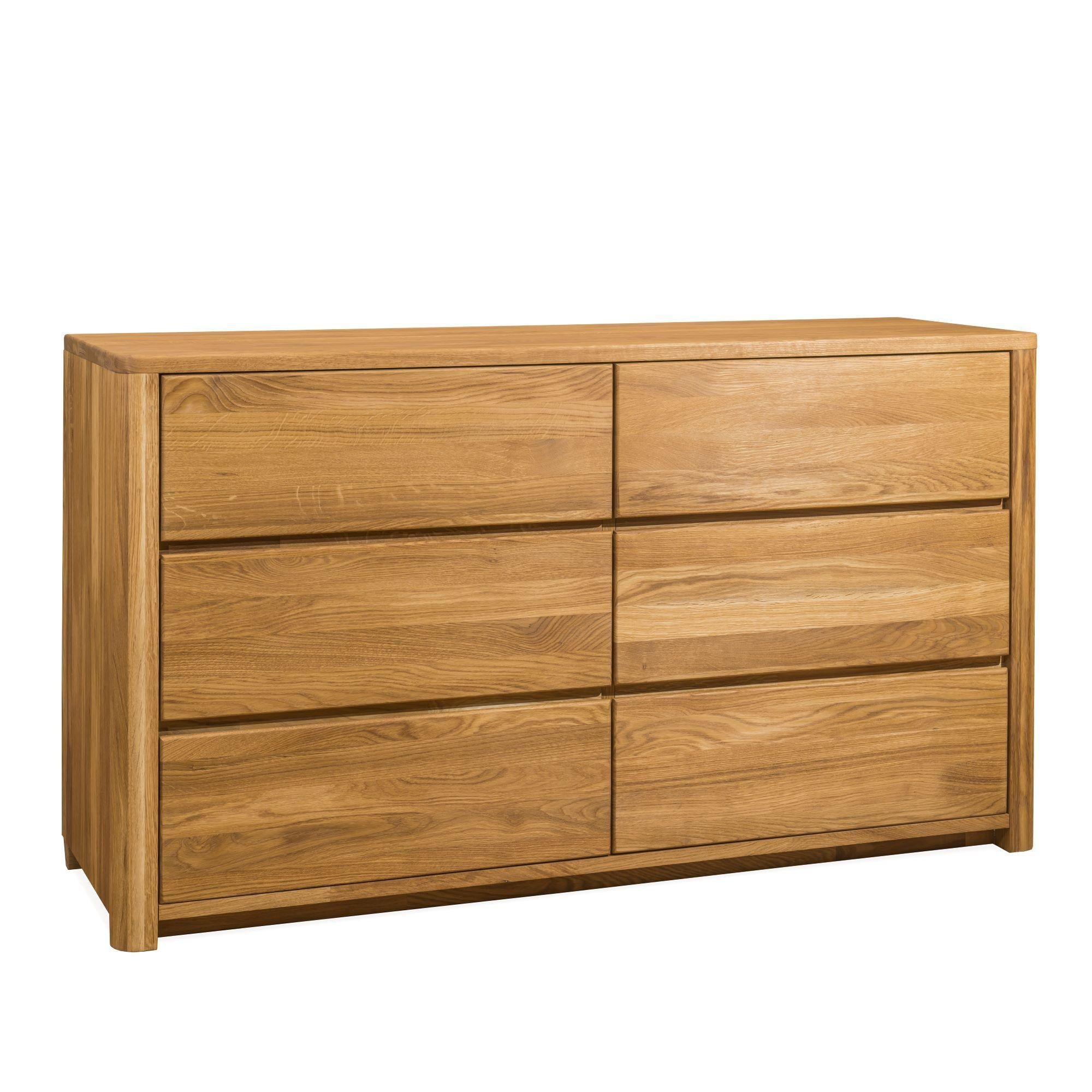 NordicStory Aparador Cómoda Elsa 6 Cajones Madera Maciza Roble Escandinavo 