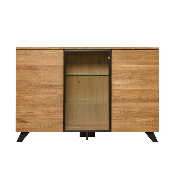 NordicStory Cómoda aparador de madera maciza de roble Moritz 2, 150 x 40 x 101,9 cm.