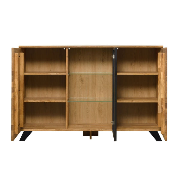 NordicStory Cómoda aparador de madera maciza de roble Moritz 2, 150 x 40 x 101,9 cm.