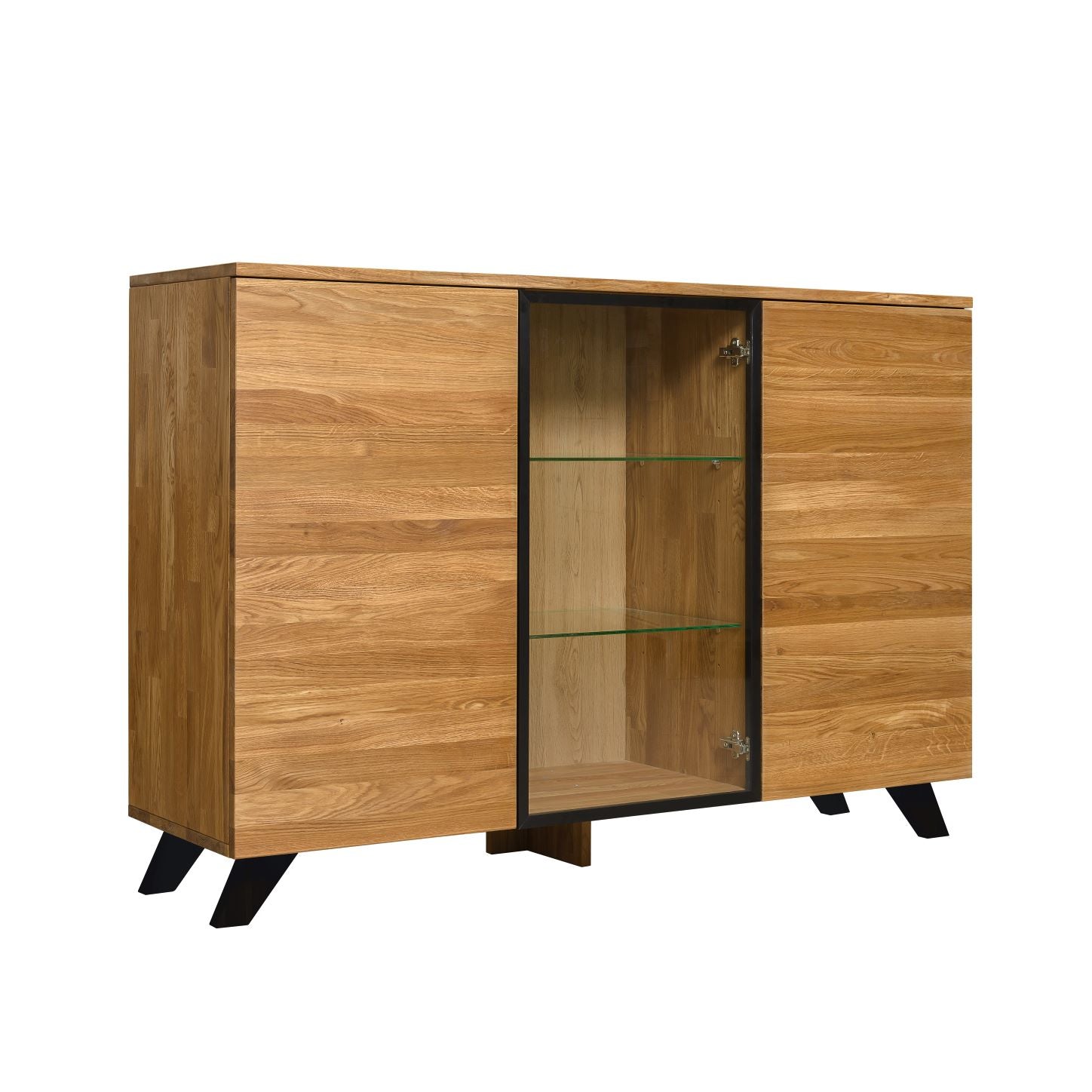 NordicStory Cómoda aparador de madera maciza de roble Moritz 2, 150 x 40 x 101,9 cm.