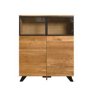 NordicStory Comoda Aparador de madera maciza roble con patas de metal negro Moritz