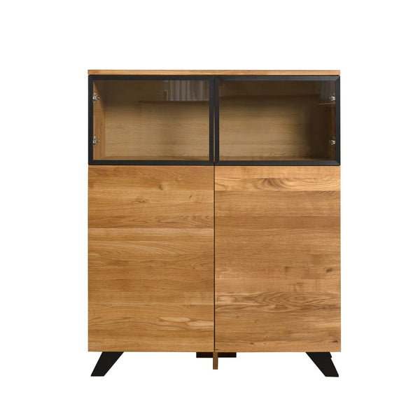 NordicStory Comoda Aparador de madera maciza roble con patas de metal negro Moritz