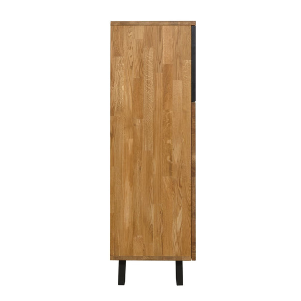 NordicStory Comoda Aparador de madera maciza roble con patas de metal negro Moritz