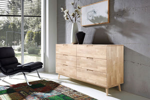 NordicStory Aparador Cómoda de madera maciza roble "Escandi 4" 160 x 45 x 84,5 cm.