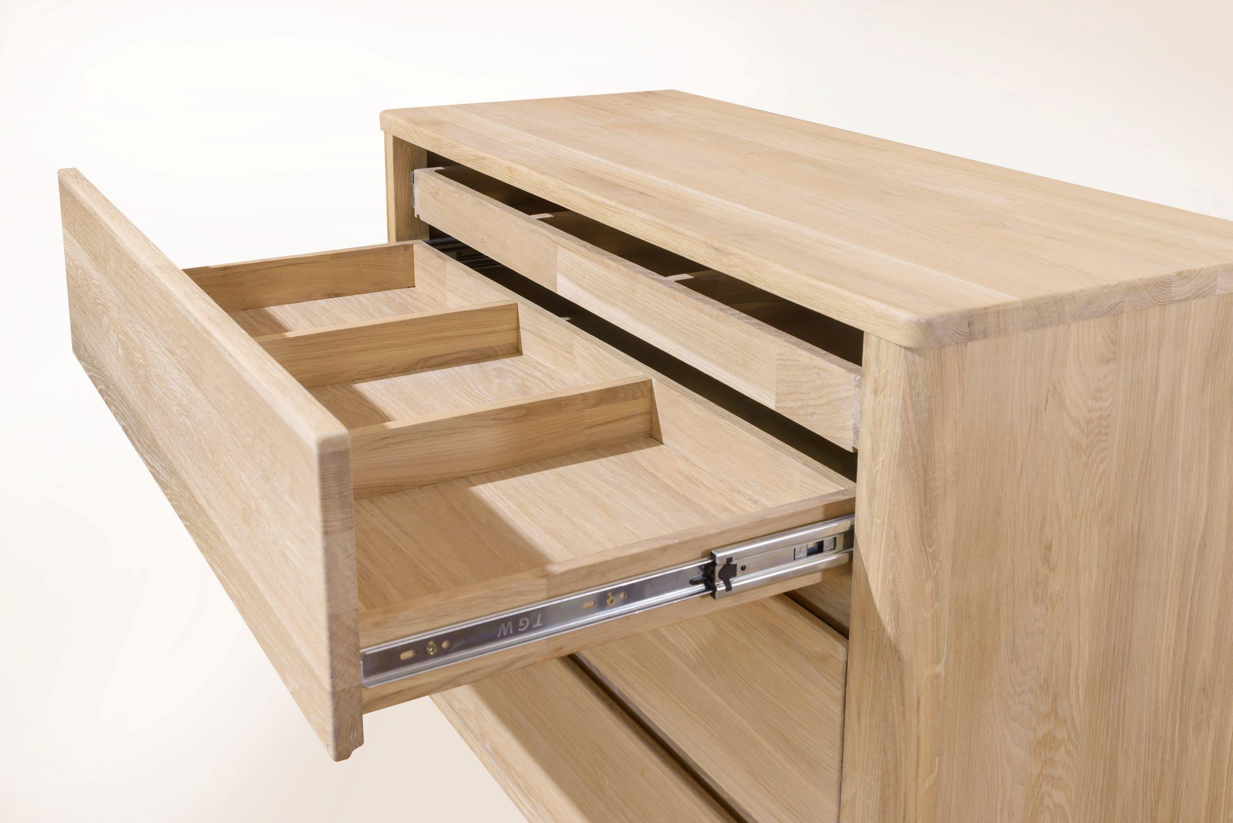 NordicStory Elsa Aparador Comoda Cajonera de madera maciza roble escandinavo