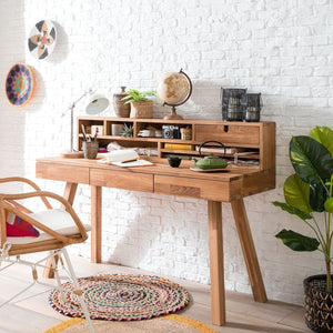 Bureau console en bois massif de chêne Einstein II – 140 x 55 x 106 cm - NordicStory