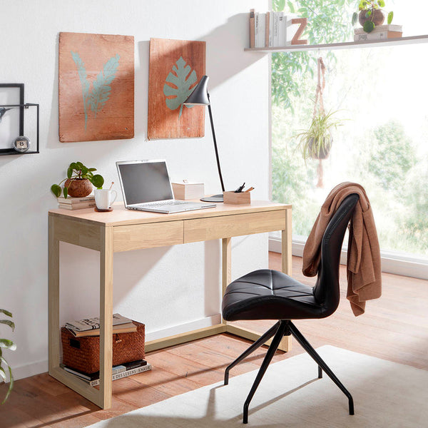 NordicStory Mesa escritorio, tocador de madera maciza de roble 