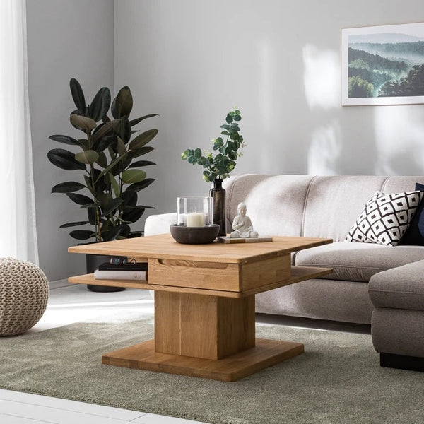 NordicStory Mesa de centro de madera maciza de roble 