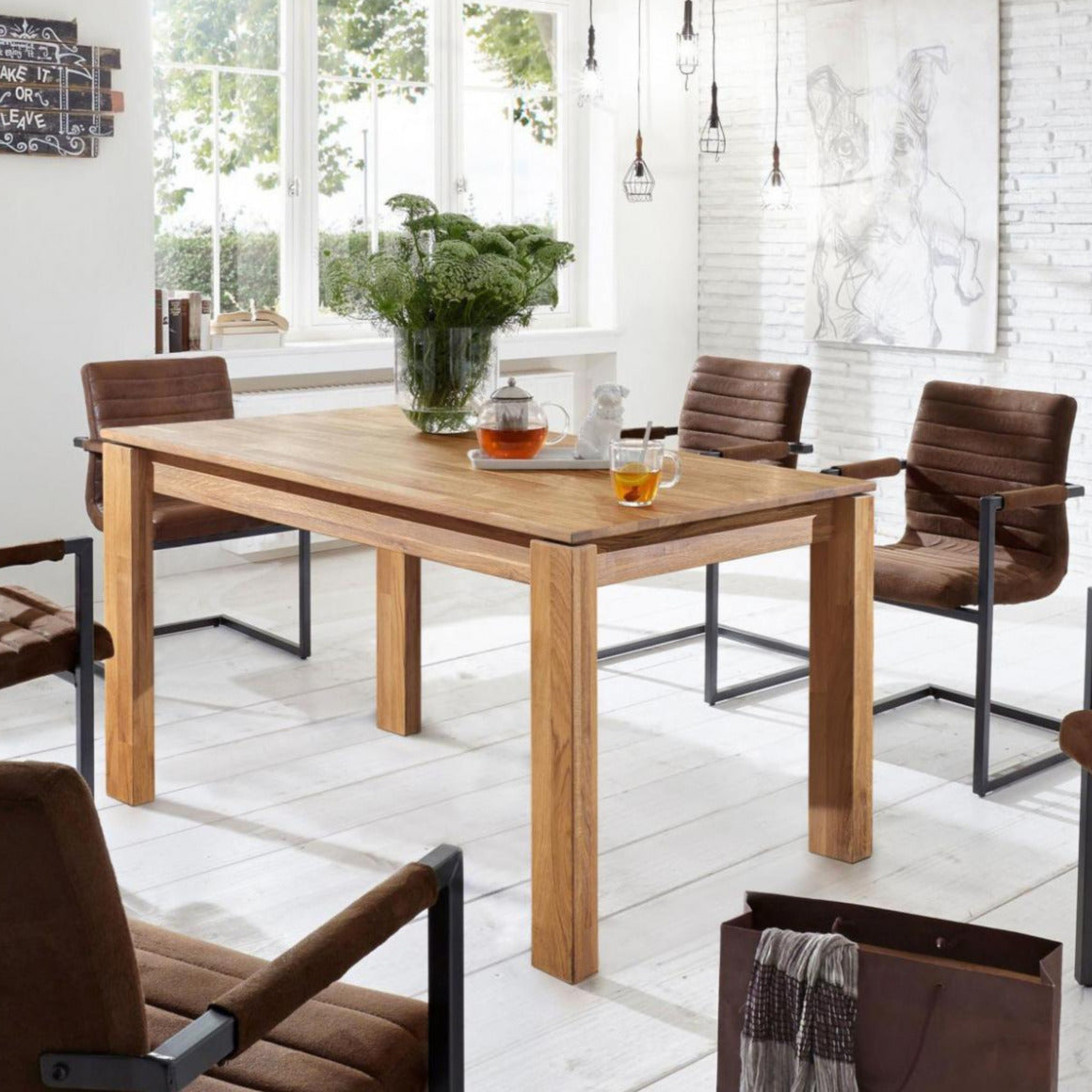 Table Ă  manger Mauritz 4 en chĂȘne massif 180x90 cm