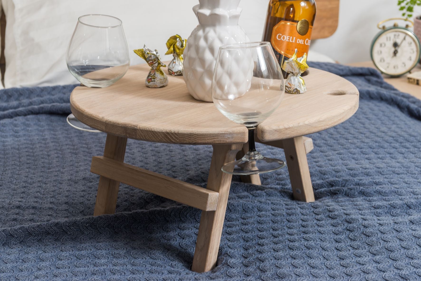 NordicStory Mesa De Picnic Portátil para Vino, Bandeja Plegable