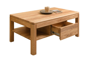 NordicStory Table basse en bois massif Table basse en chêne avec 1 tiroir Scandinave 
