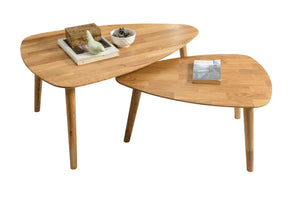 Table basse gigogne en bois massif de chêne Escandi 2 – 70 x 50 x 36 cm / 73,8 x 70 x 45 cm / 90 x 60 x 46 cm - NordicStory