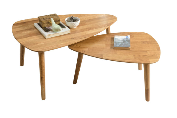 Table basse gigogne en bois massif de chêne Escandi 2 – 70 x 50 x 36 cm / 73,8 x 70 x 45 cm / 90 x 60 x 46 cm - NordicStory