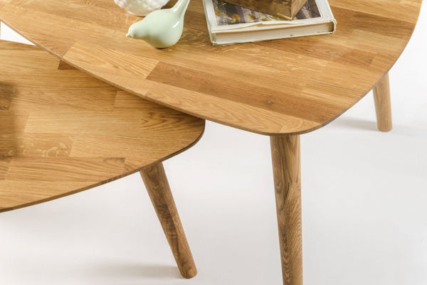 Table basse gigogne en bois massif de chêne Escandi 2 – 70 x 50 x 36 cm / 73,8 x 70 x 45 cm / 90 x 60 x 46 cm - NordicStory