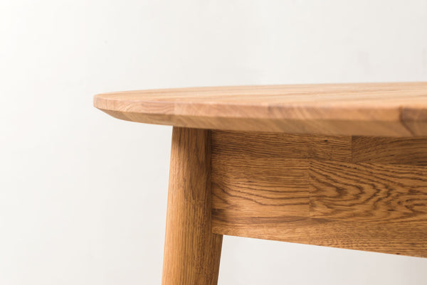 NordicStory Mesa de comedor de madera maciza de roble extensible redonda