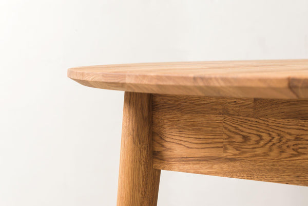 NordicStory Mesa de comedor de madera maciza de roble extensible redonda