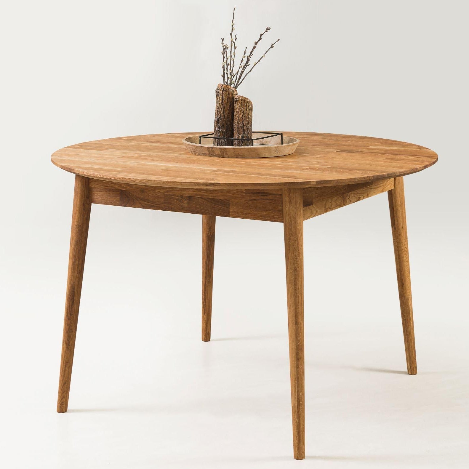 Table Ă  manger ronde extensible en bois de chĂȘne massif Escandi 5