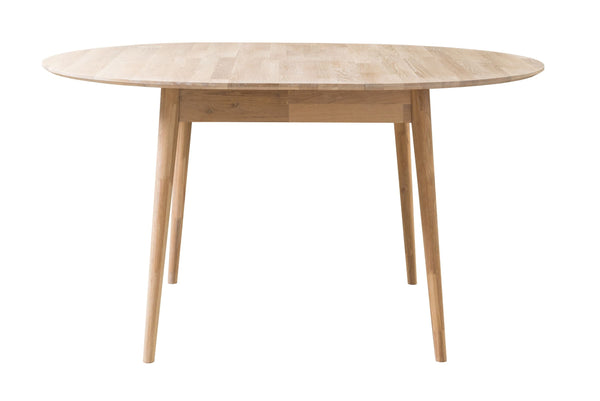 NordicStory Mesa de comedor de madera maciza de roble redonda extensible nordico escandinavo blanqueado