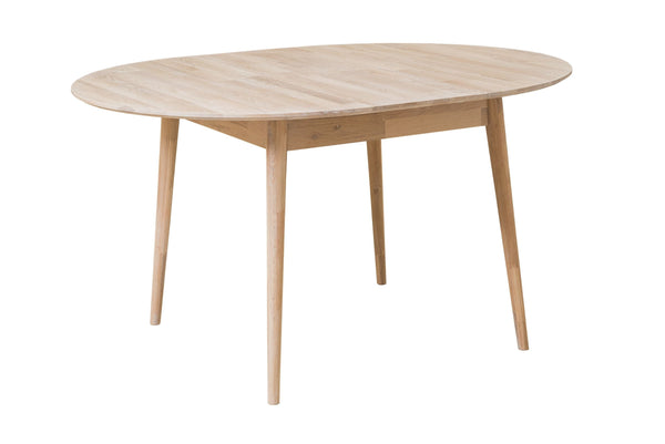 NordicStory Mesa de comedor de madera maciza de roble redonda extensible nordico escandinavo blanqueado