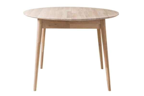 NordicStory Mesa de comedor de madera maciza de roble redonda extensible nordico escandinavo blanqueado