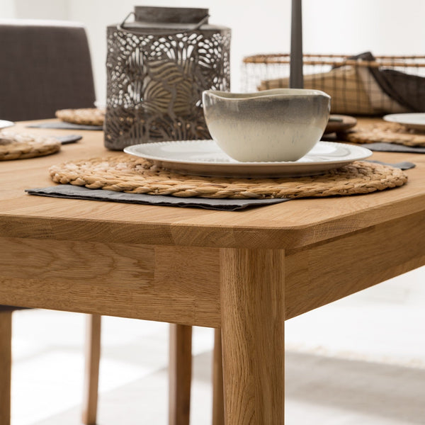 NordicStory Mesa de comedor rectangular y extensible de madera maciza de roble "Escandi"
