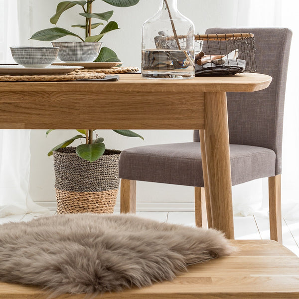 NordicStory Mesa de comedor rectangular y extensible de madera maciza de roble "Escandi"