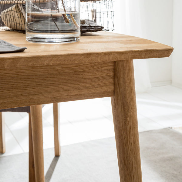 NordicStory Mesa de comedor rectangular y extensible de madera maciza de roble "Escandi"