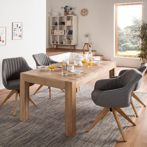 Table à manger extensible en chêne massif XL – 160-280 x 90 x 75 cm - NordicStory