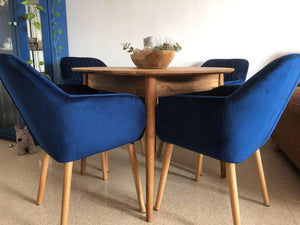 NordicStory Mesa de comedor de madera maciza de roble extensible redonda