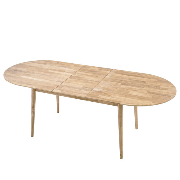 NordicStory Mesa de comedor ovalada y extensible de madera maciza de roble