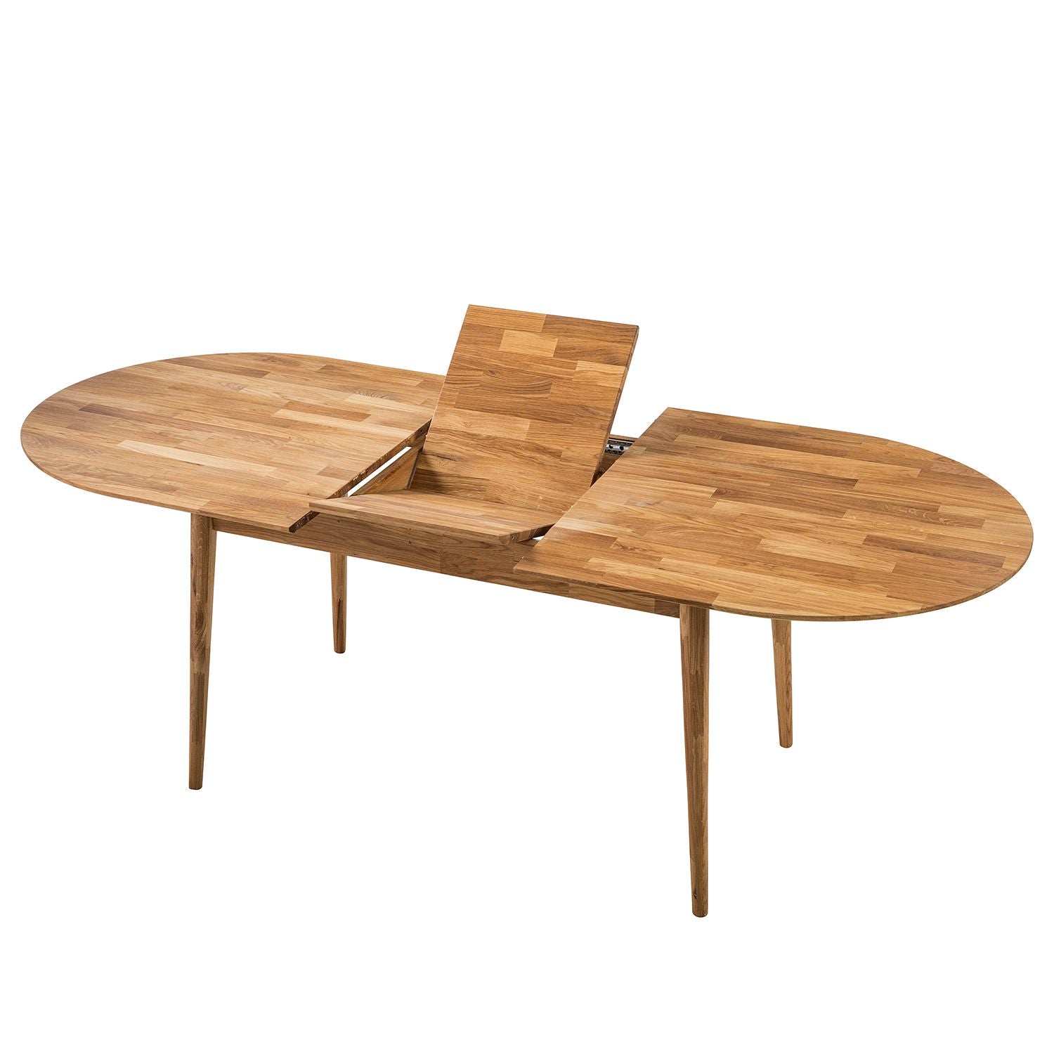 NordicStory Mesa de comedor ovalada y extensible de madera maciza de roble