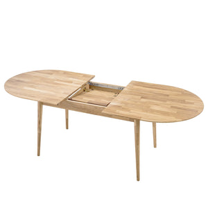 NordicStory Mesa de comedor ovalada y extensible de madera maciza de roble