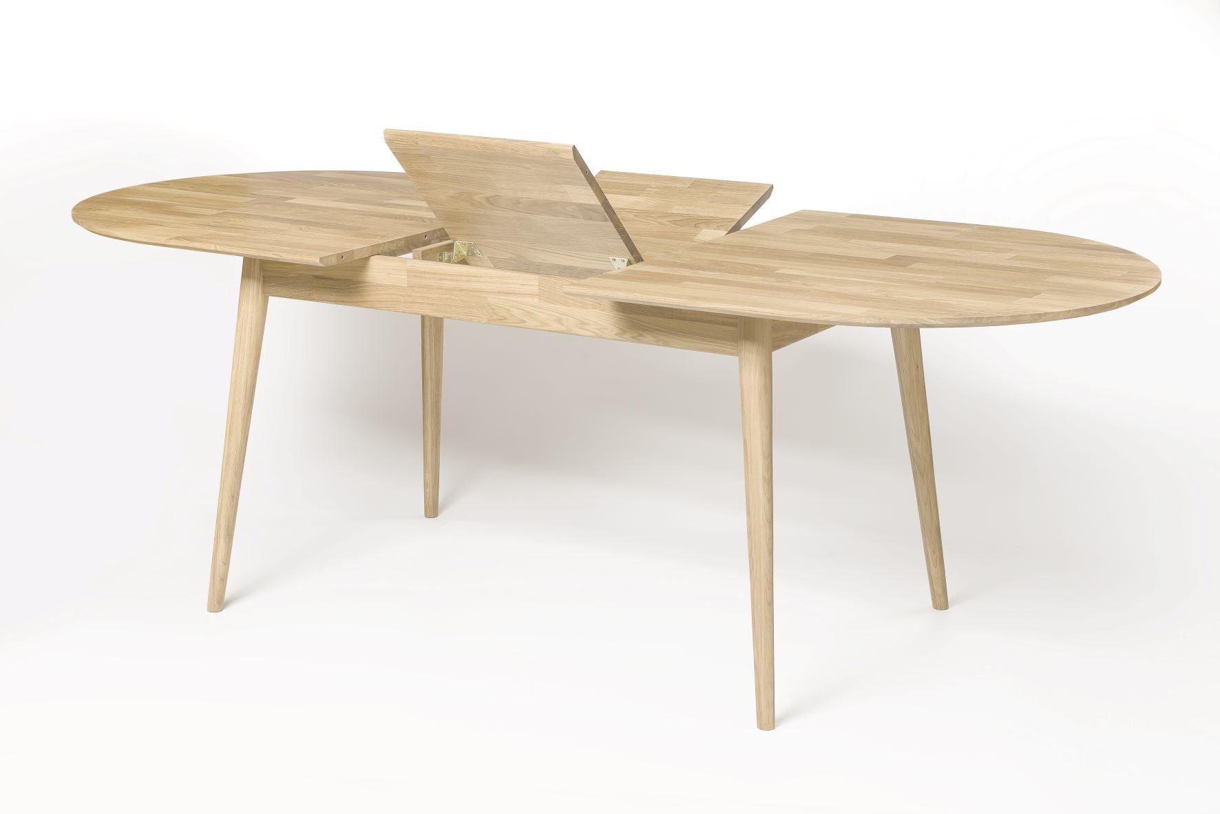 NordicStory Mesa de comedor ovalada y extensible de madera maciza de roble