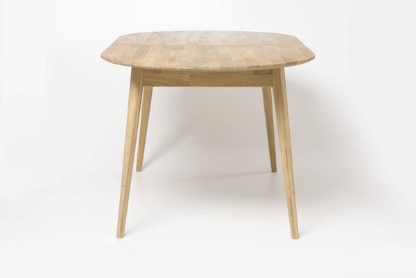 NordicStory Mesa de comedor ovalada y extensible de madera maciza de roble